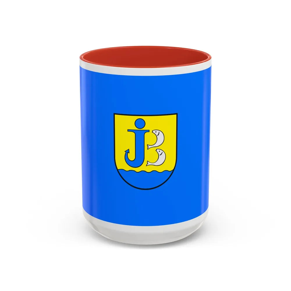 Flag of Jastarnia Poland - Accent Coffee Mug-15oz-Red-Go Mug Yourself