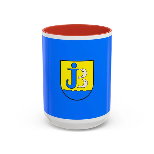 Flag of Jastarnia Poland - Accent Coffee Mug-15oz-Red-Go Mug Yourself