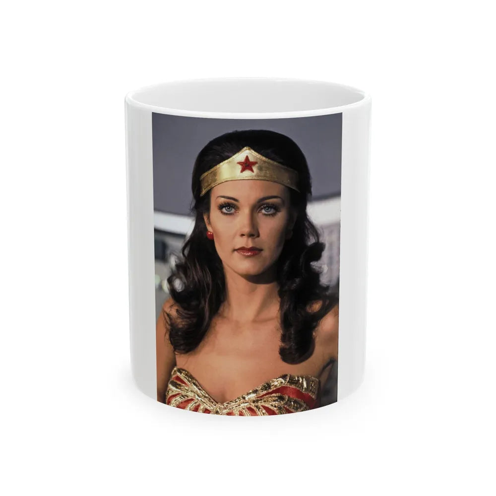 Lynda Carter #283 (Vintage Female Icon) White Coffee Mug-11oz-Go Mug Yourself