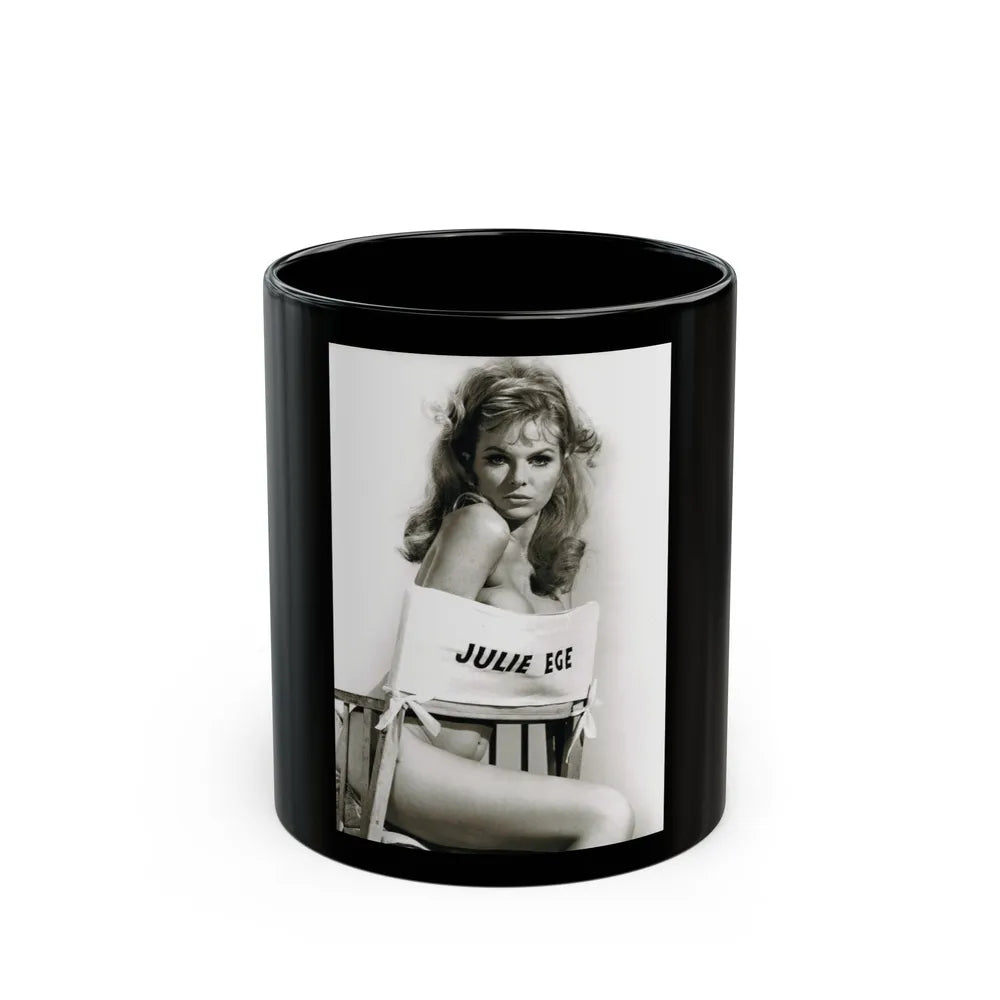 Julie Ege #272 - 7.5x12 B&W Full Body Semi Nude from 70's via a Good Quality Re-Strike (Vintage Female Icon) Black Coffee Mug-11oz-Go Mug Yourself