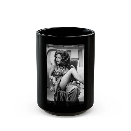 Diana Rigg #43 (Vintage Female Icon) Black Coffee Mug-15oz-Go Mug Yourself