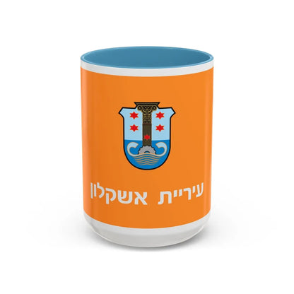 Flag of Ashkelon Israel - Accent Coffee Mug-15oz-Light Blue-Go Mug Yourself