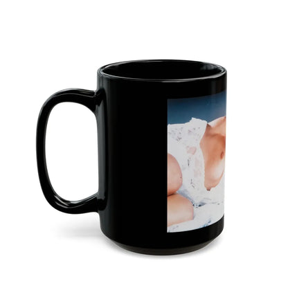 Linda Blair #86 - Topless (Vintage Female Icon) Black Coffee Mug-Go Mug Yourself