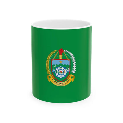 Flag of North Sumatra Indonesia - White Coffee Mug-11oz-Go Mug Yourself