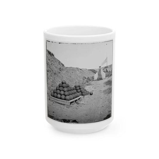 Charleston, S.C. Interior View Of Fort Johnson, With Stacks Of Shot (U.S. Civil War) White Coffee Mug-15oz-Go Mug Yourself