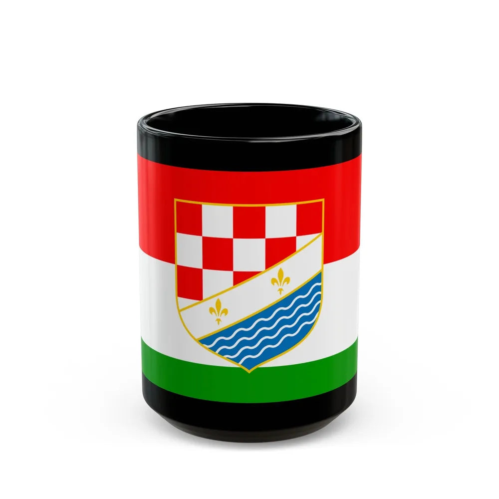 Flag of Posavina Canton Bosnia and Herzegovina - Black Coffee Mug-15oz-Go Mug Yourself