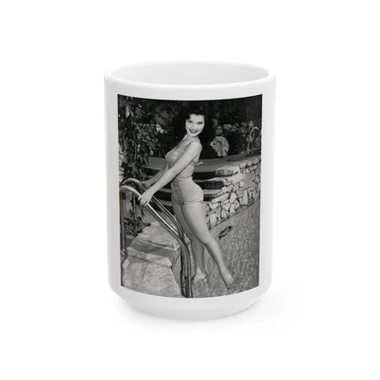 Debra Paget #274 B&W 8x10 Full Body 2-Piece Swimsuit Leggy Barefoot Cheesecake Phorto (Vintage Female Icon) White Coffee Mug-15oz-Go Mug Yourself