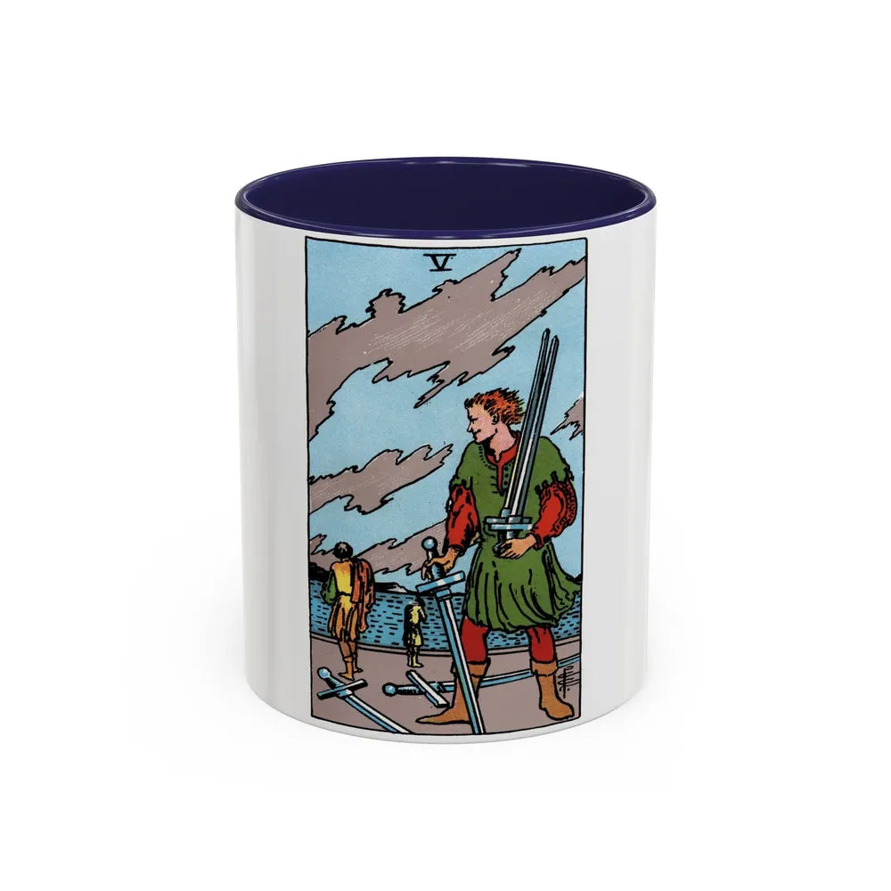 The 5 of Swords (Tarot Card) Accent Coffee Mug-11oz-Navy-Go Mug Yourself