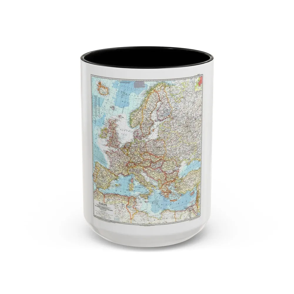 Europe (1957) (Map) Accent Coffee Mug-15oz-Black-Go Mug Yourself