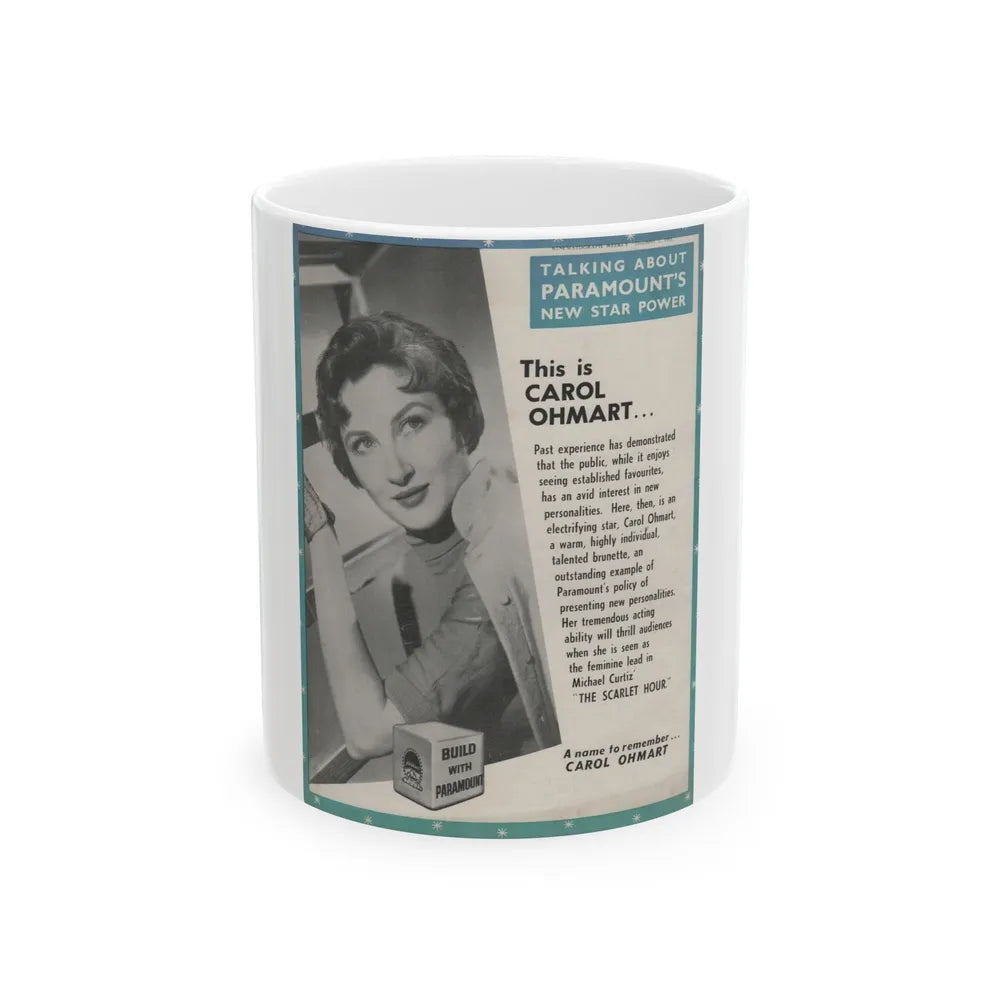 Carol Ohmart #54 - Paramount Trade Add (Vintage Female Icon) White Coffee Mug-11oz-Go Mug Yourself