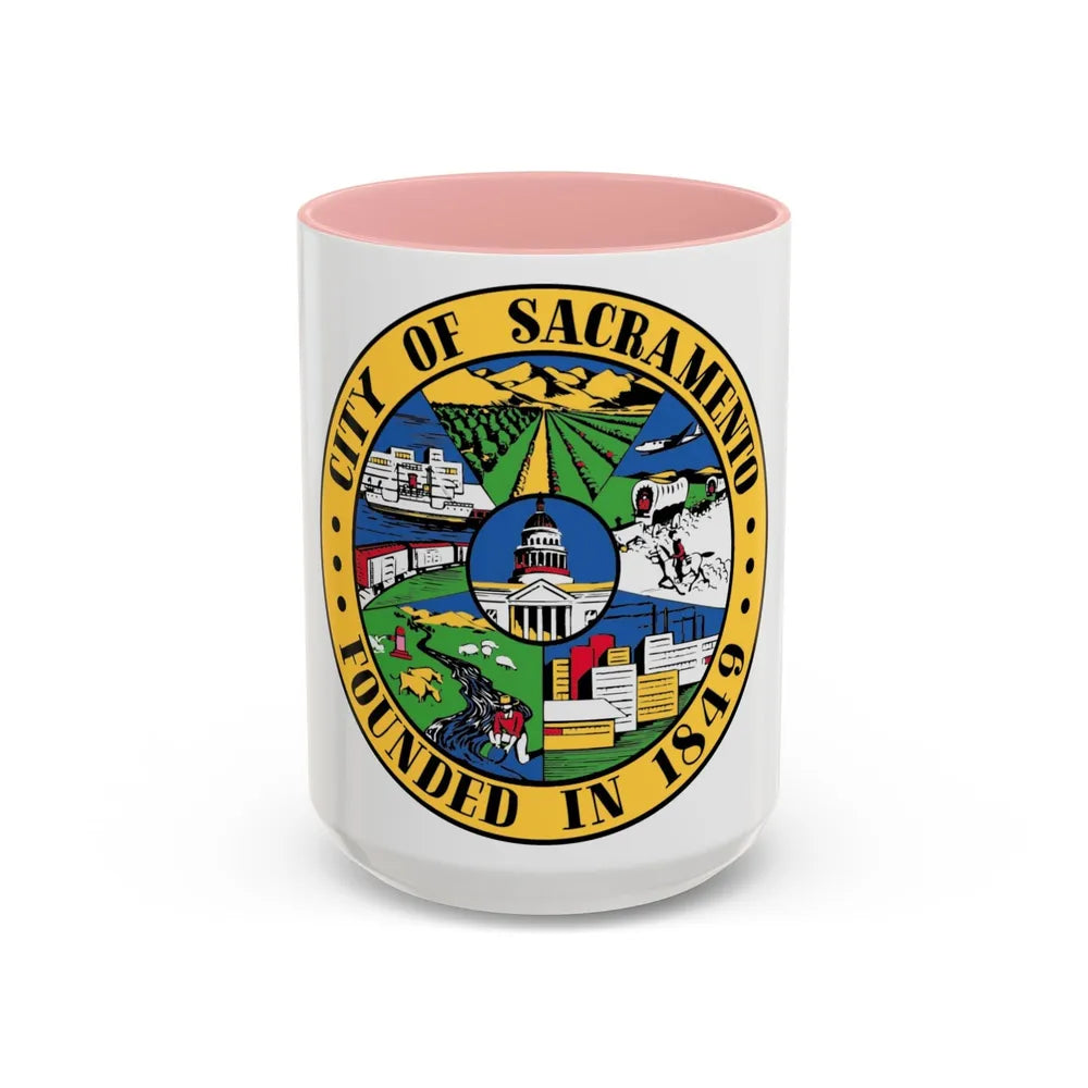 Seal of Sacramento California - Accent Coffee Mug-15oz-Pink-Go Mug Yourself