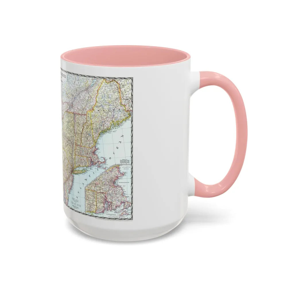 USA - Northeastern (1945) (Map) Accent Coffee Mug-Go Mug Yourself