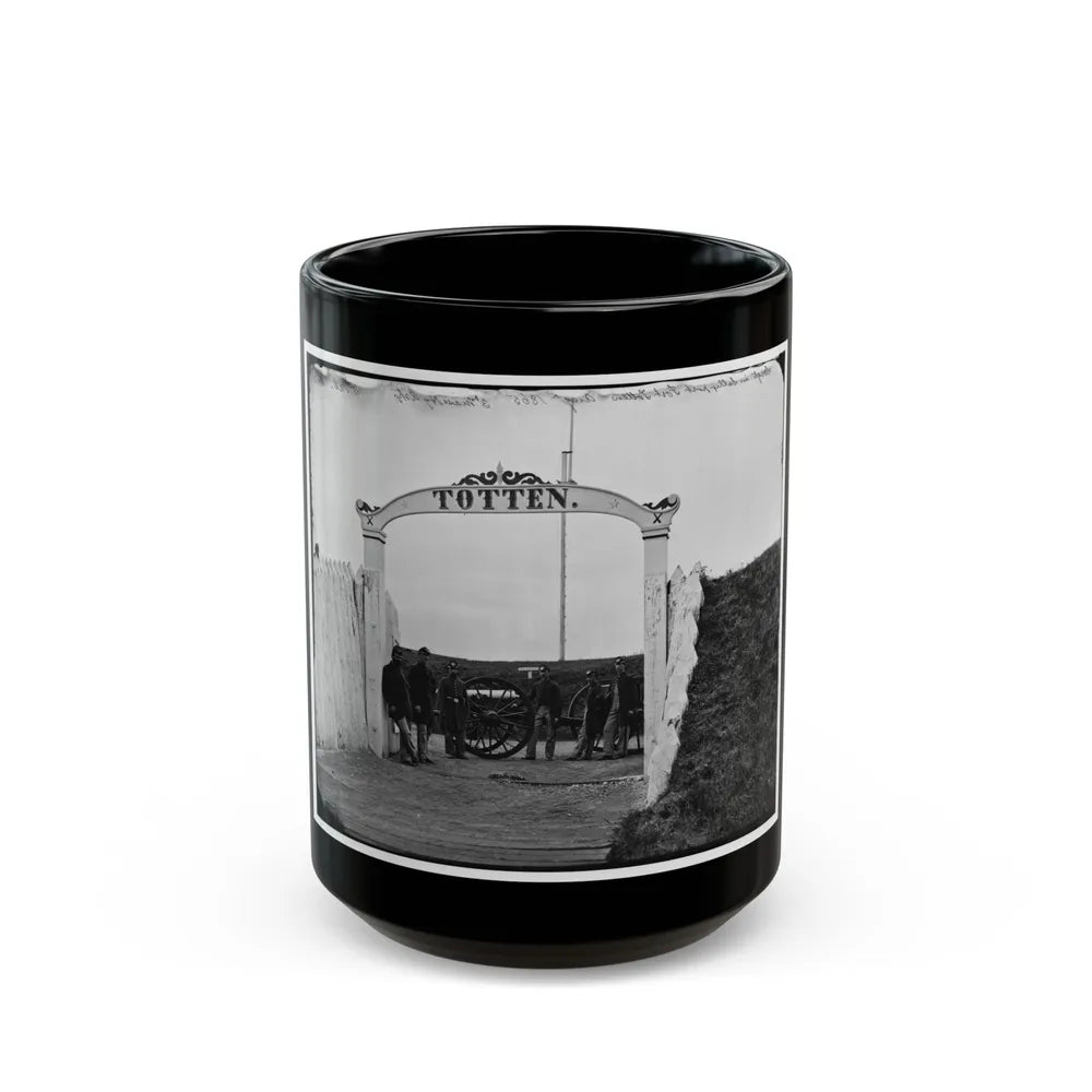 District Of Columbia. Men And Gun Of 3d Massachusetts Heavy Artillery At Ornamental Gate Of Fort Totten (U.S. Civil War) Black Coffee Mug-15oz-Go Mug Yourself