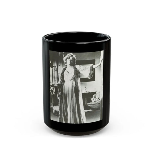 Leslie Parrish #04 (Vintage Female Icon) Black Coffee Mug-15oz-Go Mug Yourself