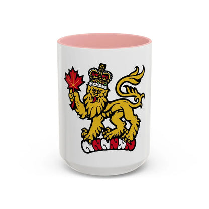 Canadian Crest - Accent Coffee Mug-15oz-Pink-Go Mug Yourself