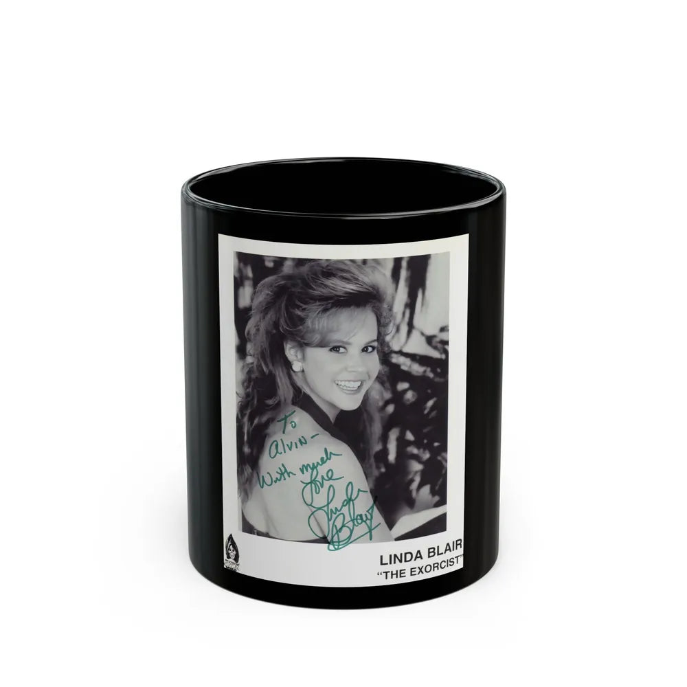 Linda Blair #183 (Vintage Female Icon) Black Coffee Mug-11oz-Go Mug Yourself