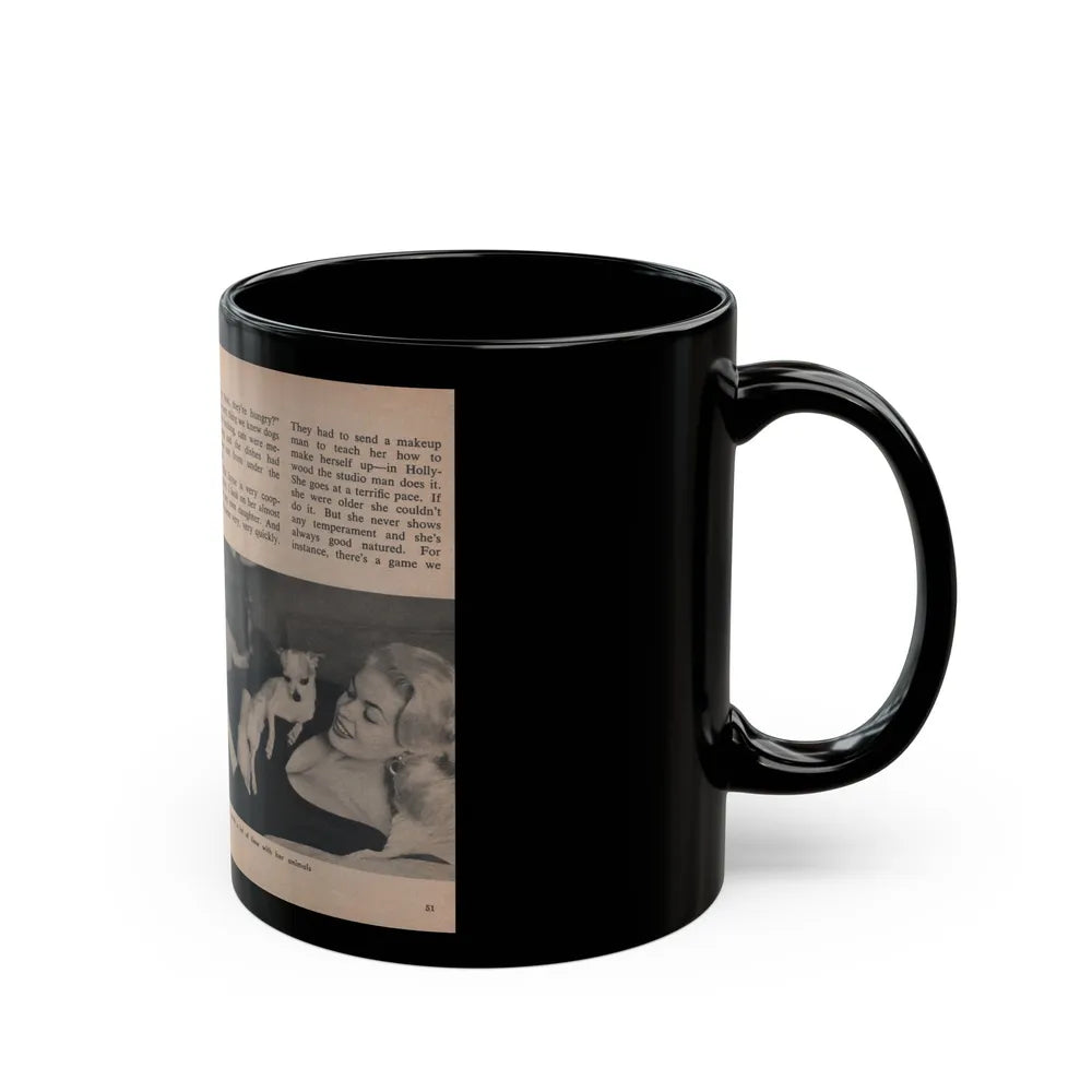 Jayne Mansfield #305 - JAYNE Pocket Magazine Pages 54 & 55 (Vintage Female Icon) Black Coffee Mug-Go Mug Yourself