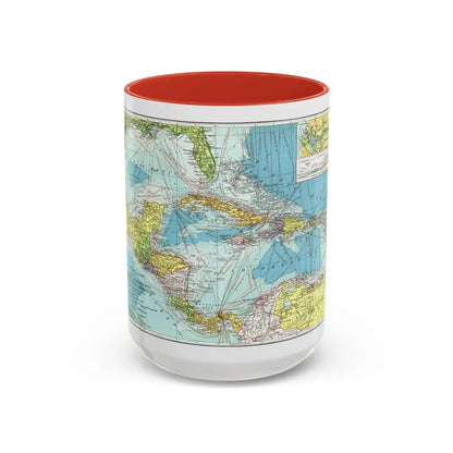 Central America (1913) (Map) Accent Coffee Mug-15oz-Red-Go Mug Yourself