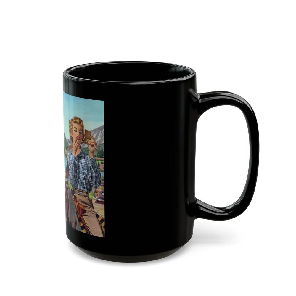 Dude Ranch, Arrow advertisement, 1954 - Black Coffee Mug-Go Mug Yourself