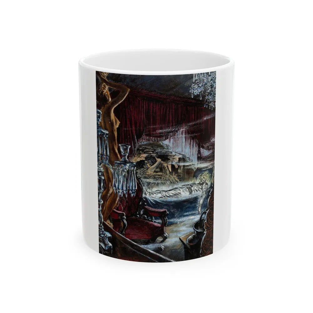 Ghost in Bedroom - White Coffee Mug-11oz-Go Mug Yourself