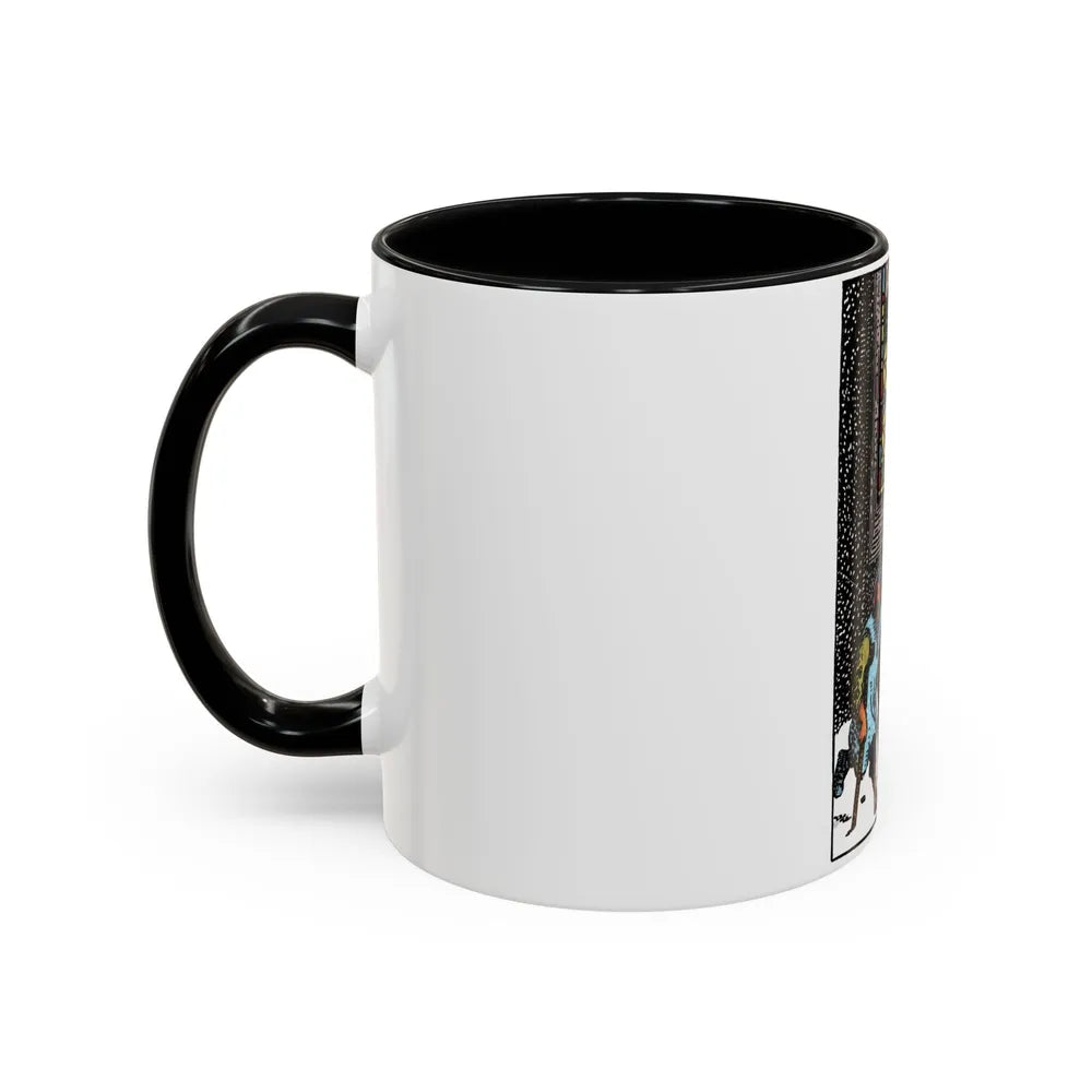 The 5 of Pentacles (Tarot Card) Accent Coffee Mug-Go Mug Yourself