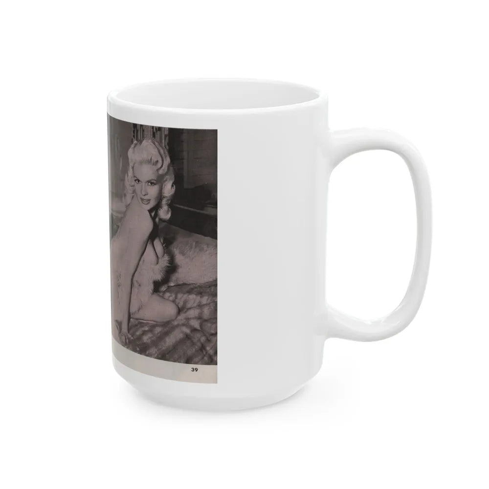 Jayne Mansfield #150 - Pose! Pocket Mag. July '58 - 3 B&W Photos (Vintage Female Icon) White Coffee Mug-Go Mug Yourself