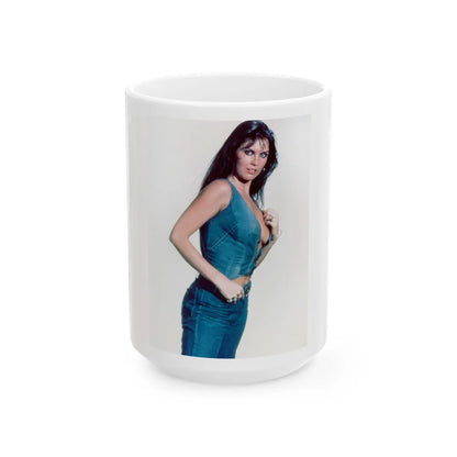 Caroline Munro #284 (Vintage Female Icon) White Coffee Mug-15oz-Go Mug Yourself