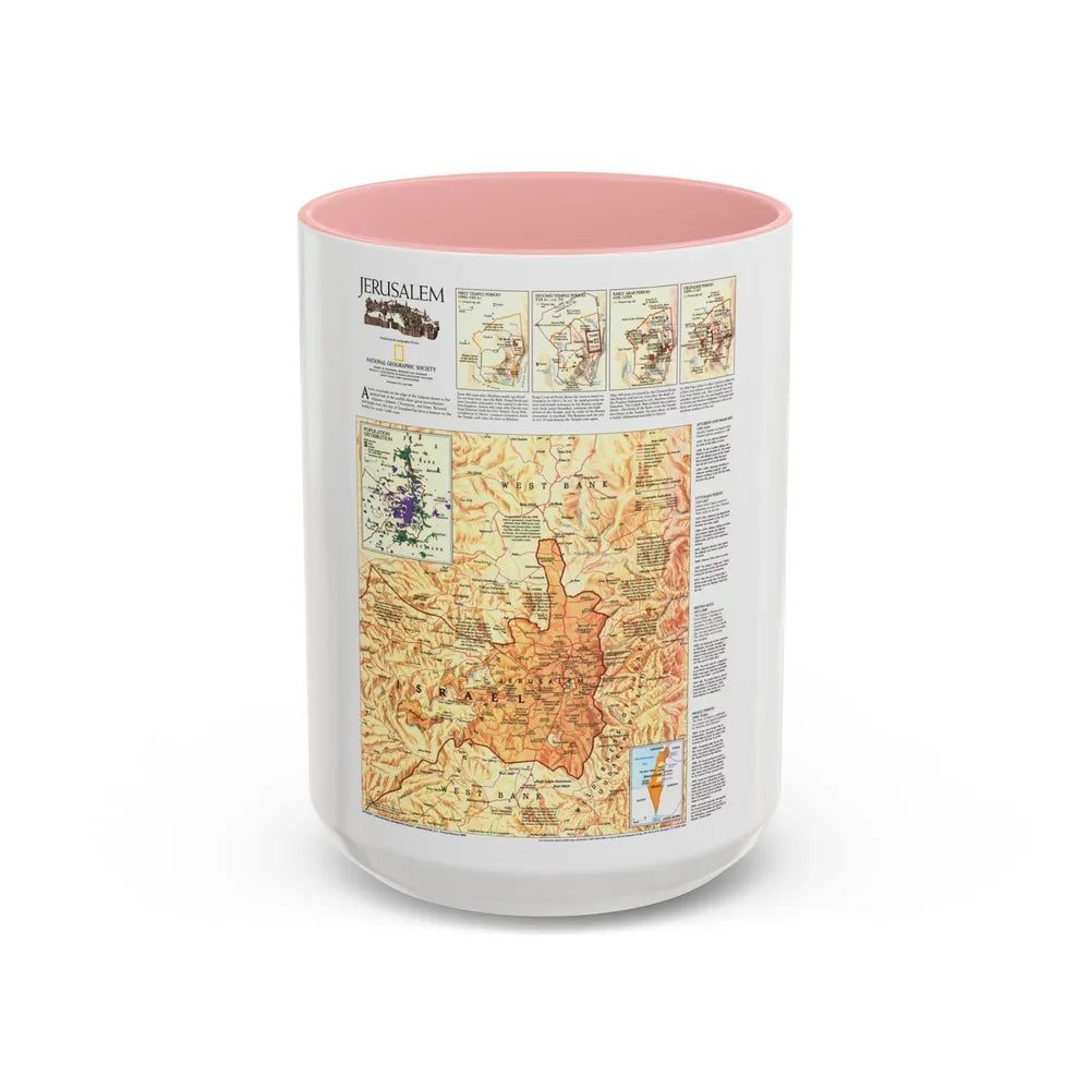 Jerusalem (1996) (Map) Accent Coffee Mug-15oz-Pink-Go Mug Yourself