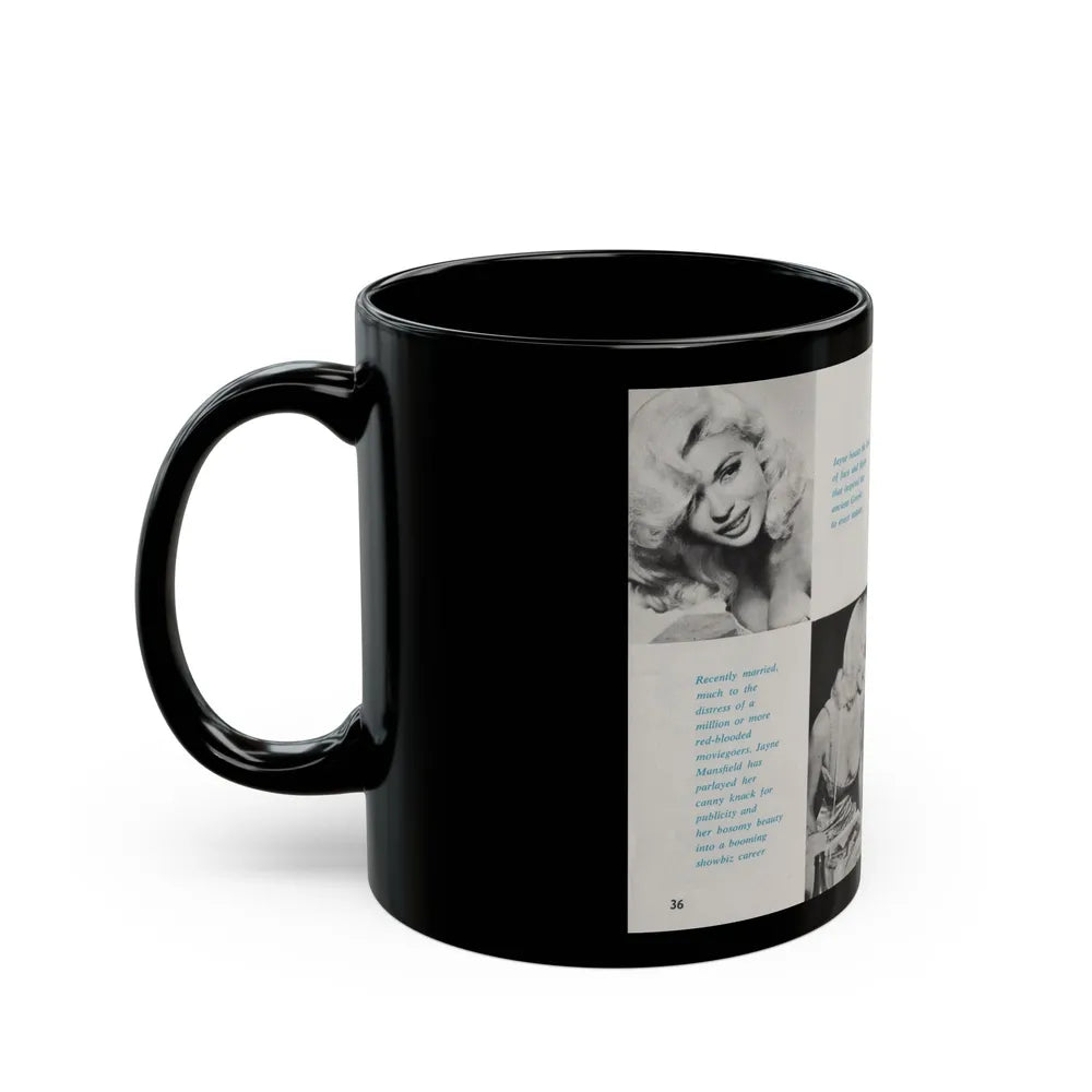 Jayne Mansfield #149 - Pose! Pocket Mag. July '58 - 4 B&W Photos (Vintage Female Icon) Black Coffee Mug-Go Mug Yourself