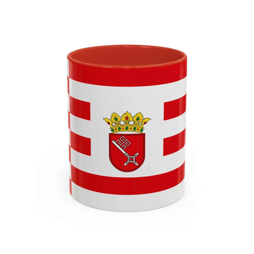 Flag of Bremen with middle arms Germany - Accent Coffee Mug-11oz-Red-Go Mug Yourself