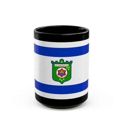 Flag of Tel Aviv Israel - Black Coffee Mug-15oz-Go Mug Yourself