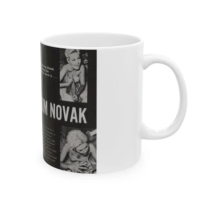 Kim Novak #217 - Pose! Pocket Mag. July '58 - 3 B&W Photos & Short Article (Vintage Female Icon) White Coffee Mug-Go Mug Yourself