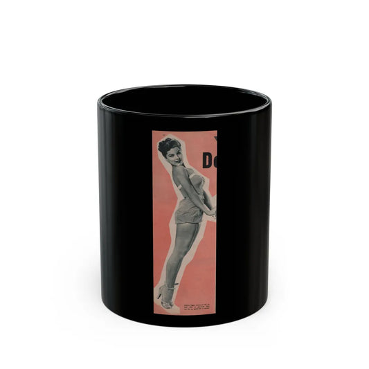 Debra Paget #514 - Magazine Clipping B&W Photo with, Color Boarder & Caption from Early or Mid 50's (Vintage Female Icon) Black Coffee Mug-11oz-Go Mug Yourself