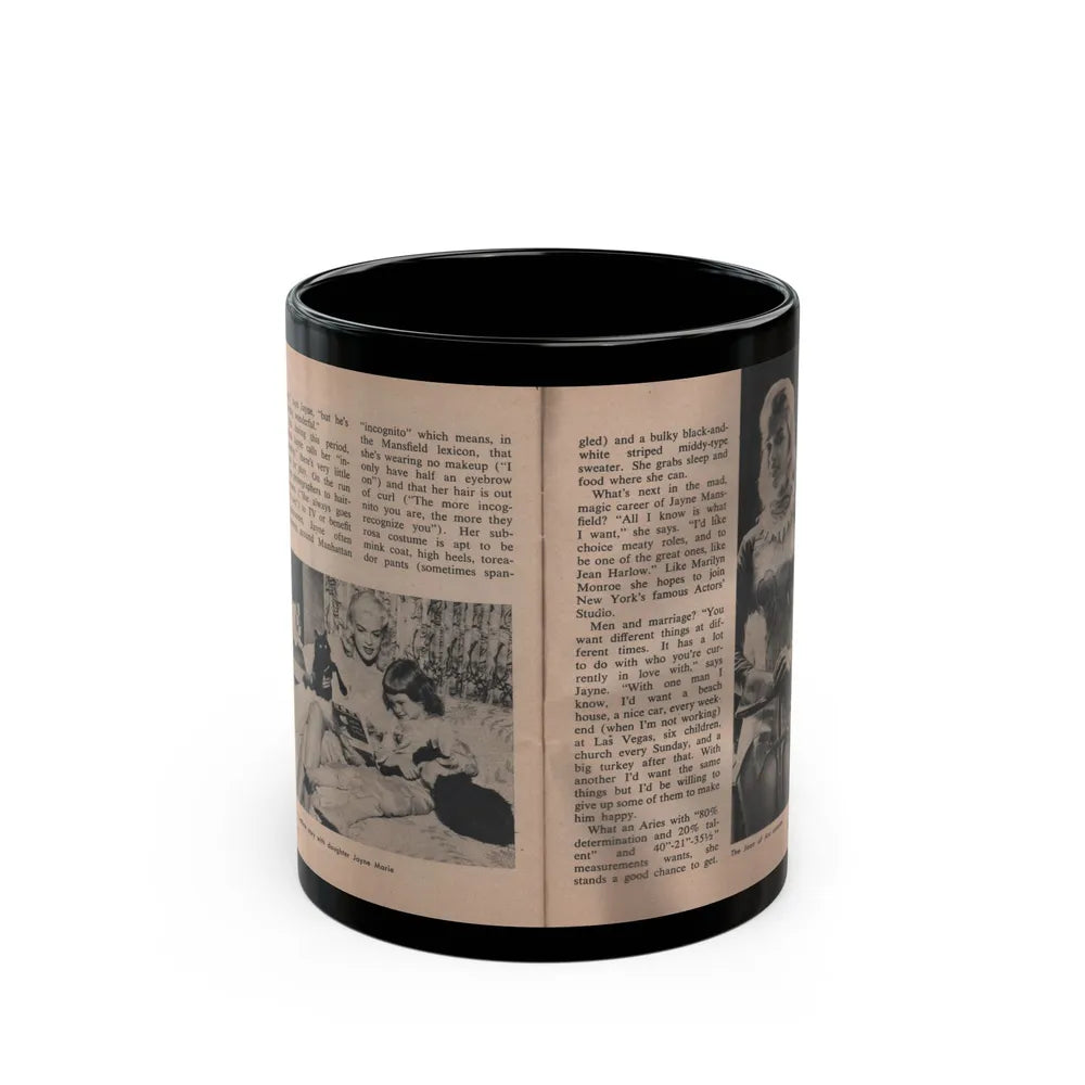 Jayne Mansfield #311 - JAYNE Pocket Magazine Pages 66 & 67 (Vintage Female Icon) Black Coffee Mug-11oz-Go Mug Yourself