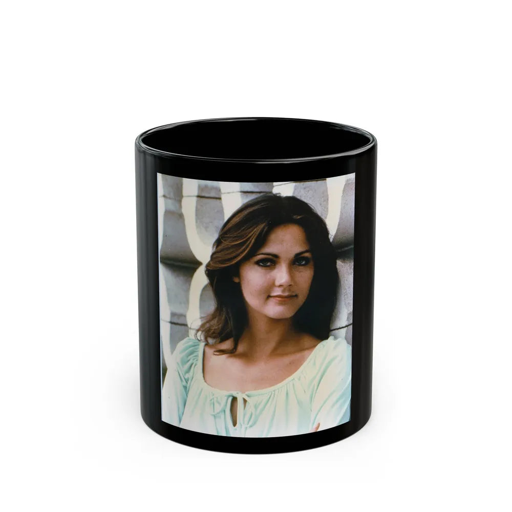 Lynda Carter #239 (Vintage Female Icon) Black Coffee Mug-11oz-Go Mug Yourself