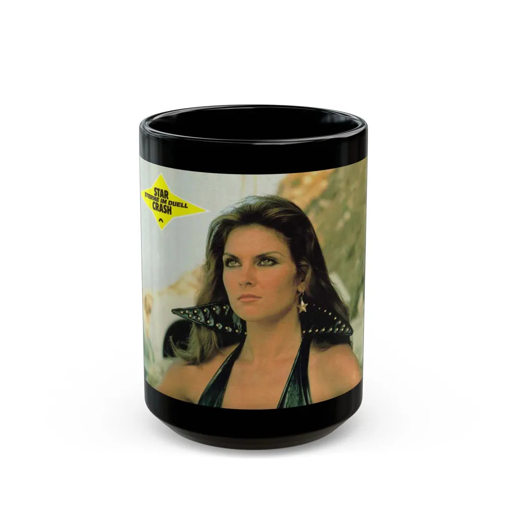 Caroline Munro #340 (Vintage Female Icon) Black Coffee Mug-15oz-Go Mug Yourself