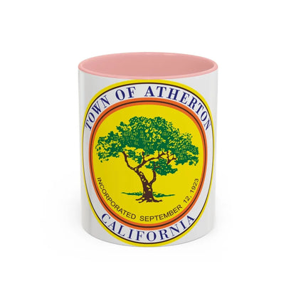 Seal of Atherton California - Accent Coffee Mug-11oz-Pink-Go Mug Yourself