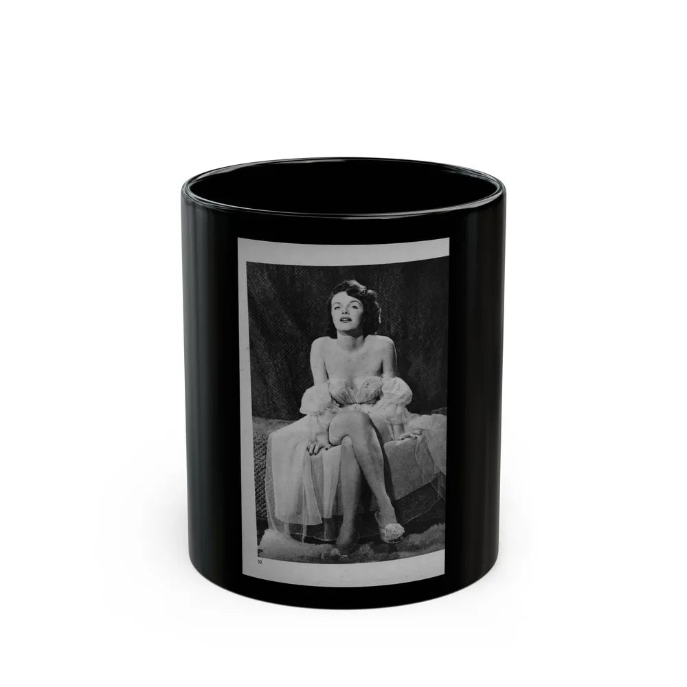 Helene Hayden #07 - 1 Pages, 3 B&W Photos, Short Article & Caption from EYE Digest Mag. Nov. '53 (Vintage Female Icon) Black Coffee Mug-11oz-Go Mug Yourself