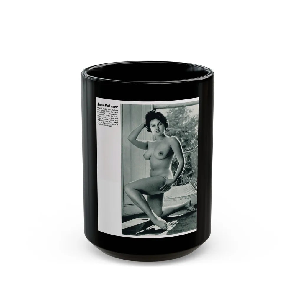 June Palmer #228 - Topless (Vintage Female Icon) Black Coffee Mug-15oz-Go Mug Yourself