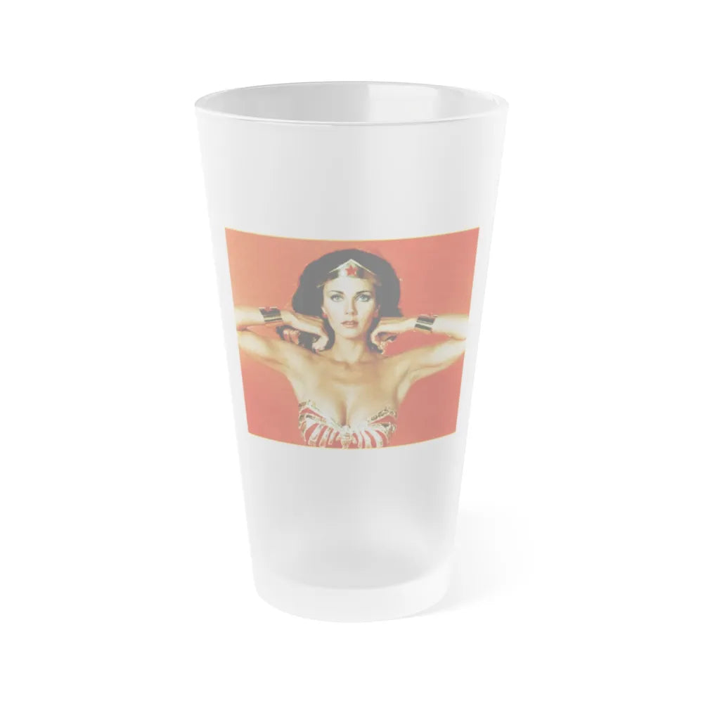 Lynda Carter #86 - Wonder Woman Photo (Vintage Female Icon) Frosted Pint 16oz-16oz-Frosted-Go Mug Yourself