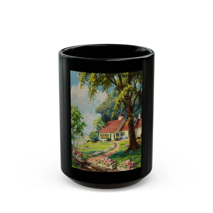 Cottage in the Springtime - Black Coffee Mug-15oz-Go Mug Yourself