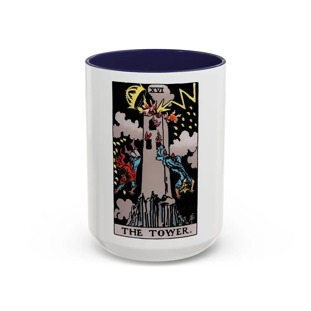 The Tower (Tarot Card) Accent Coffee Mug-15oz-Navy-Go Mug Yourself