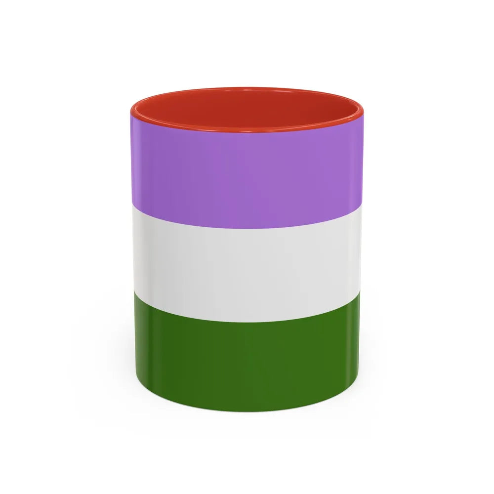 Genderqueer Pride Flag - Accent Coffee Mug-11oz-Red-Go Mug Yourself