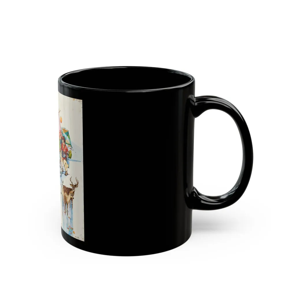 Camping Adventure Illustration - Black Coffee Mug-Go Mug Yourself