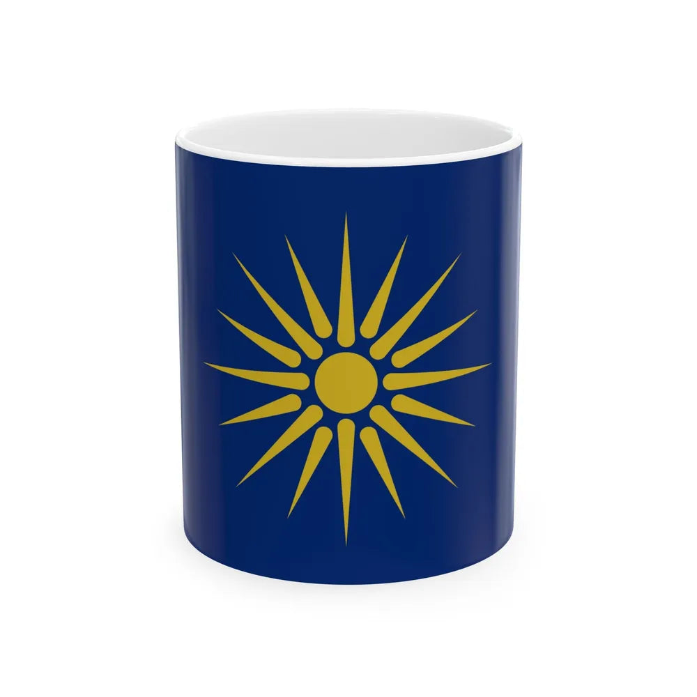 Flag of Greek Macedonia Greece - White Coffee Mug-11oz-Go Mug Yourself