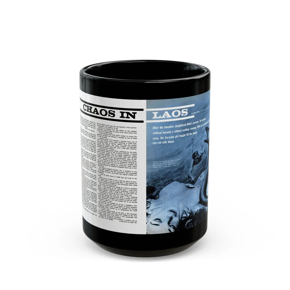 Chaos In Laos, Bluebook for Men, 1962 - Black Coffee Mug-15oz-Go Mug Yourself