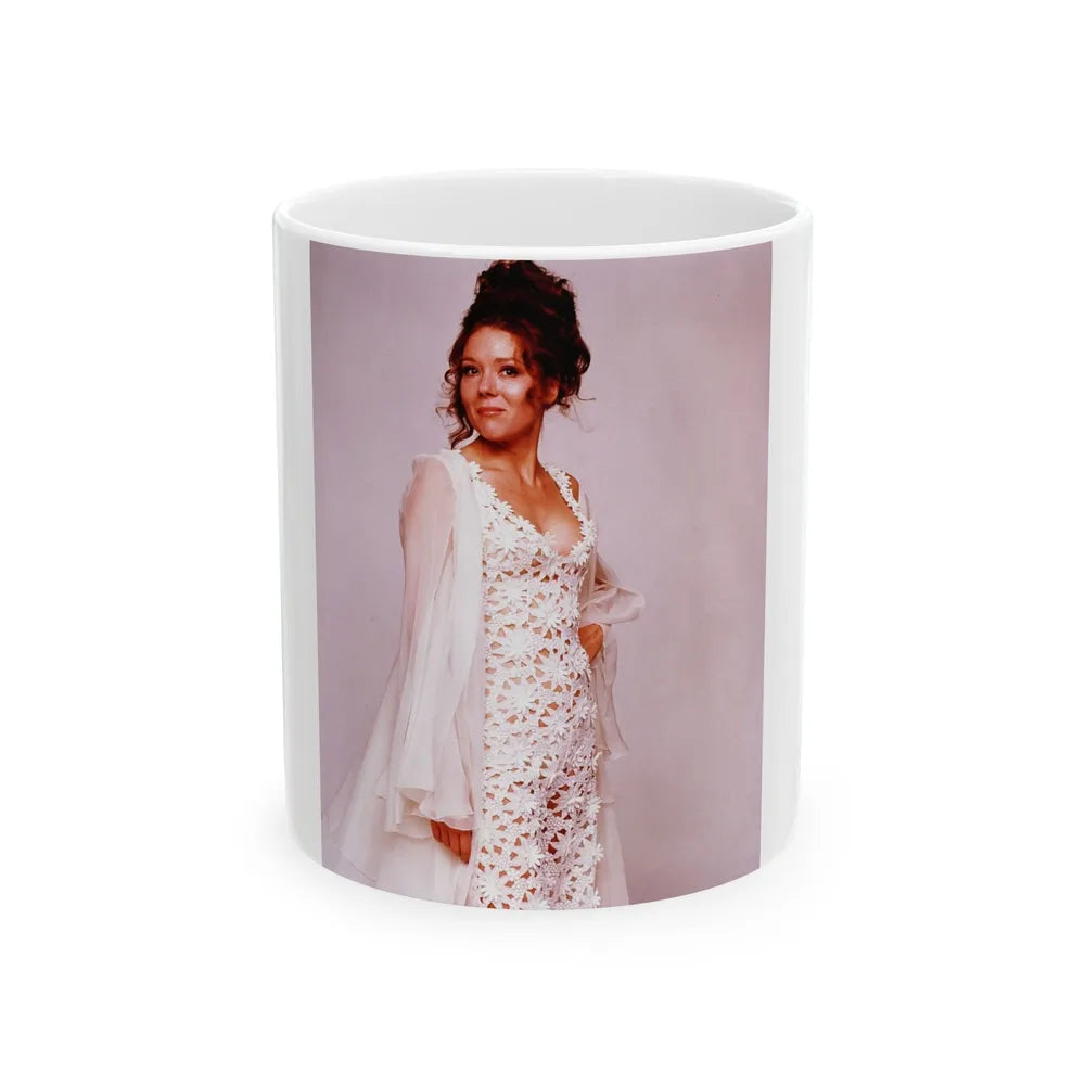 Diana Rigg #31 (Vintage Female Icon) White Coffee Mug-11oz-Go Mug Yourself