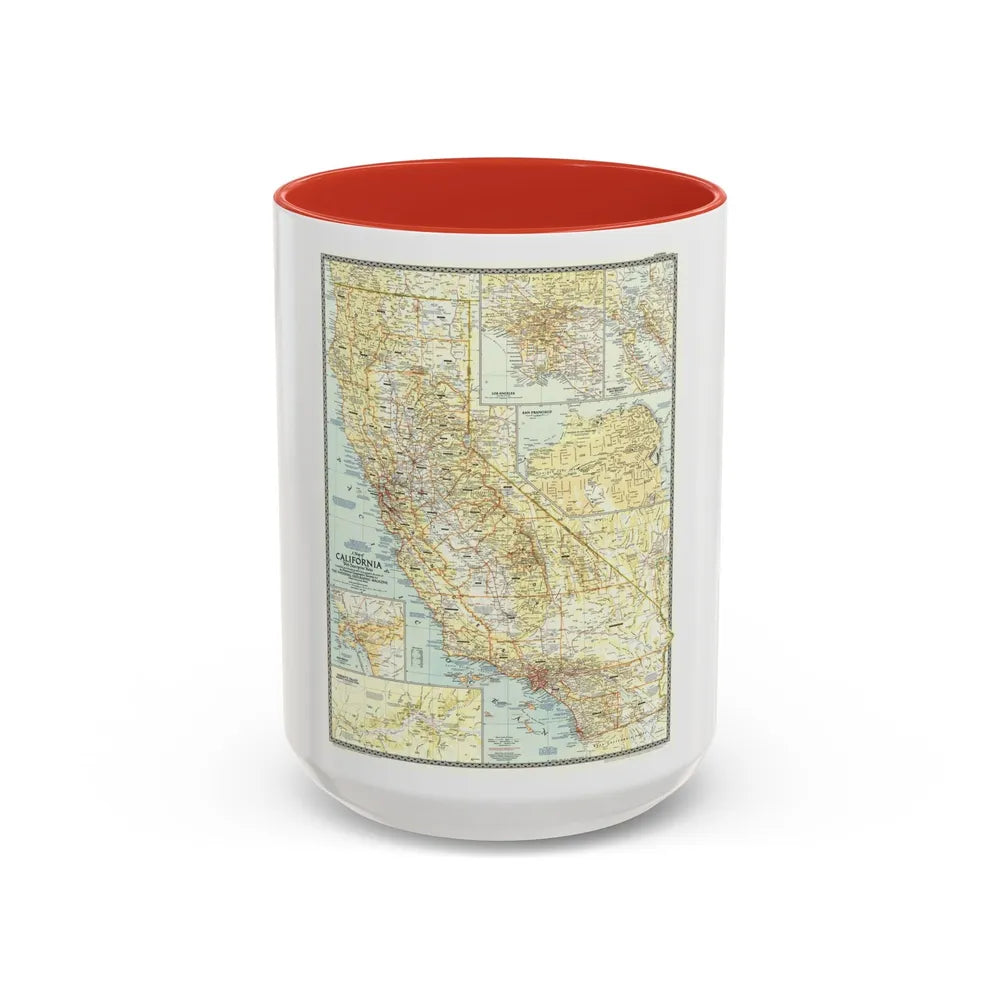 USA - California (1954) (Map) Accent Coffee Mug-15oz-Red-Go Mug Yourself