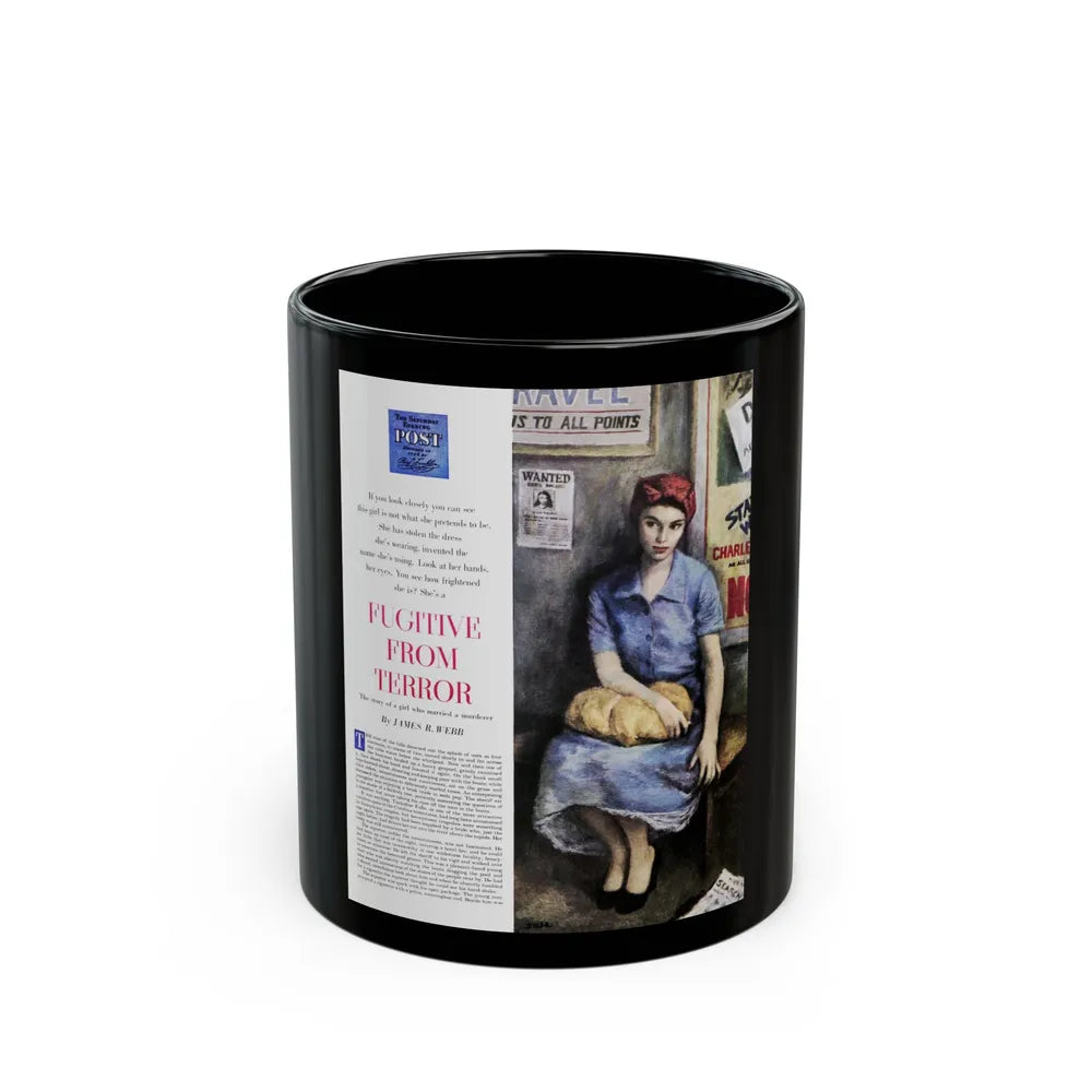 Fugitive From Terror (1), Saturday Evening Post, April 9, 1949 - Black Coffee Mug-11oz-Go Mug Yourself