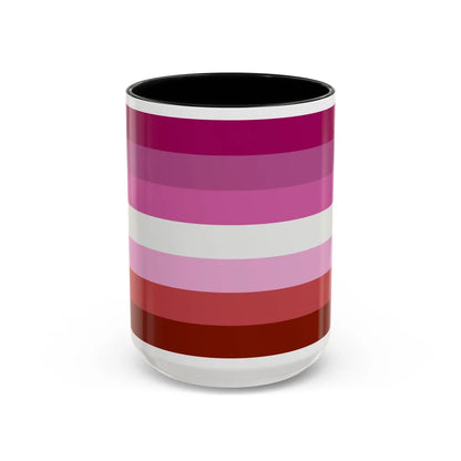 Lesbian Pride Flag - Accent Coffee Mug-15oz-Black-Go Mug Yourself